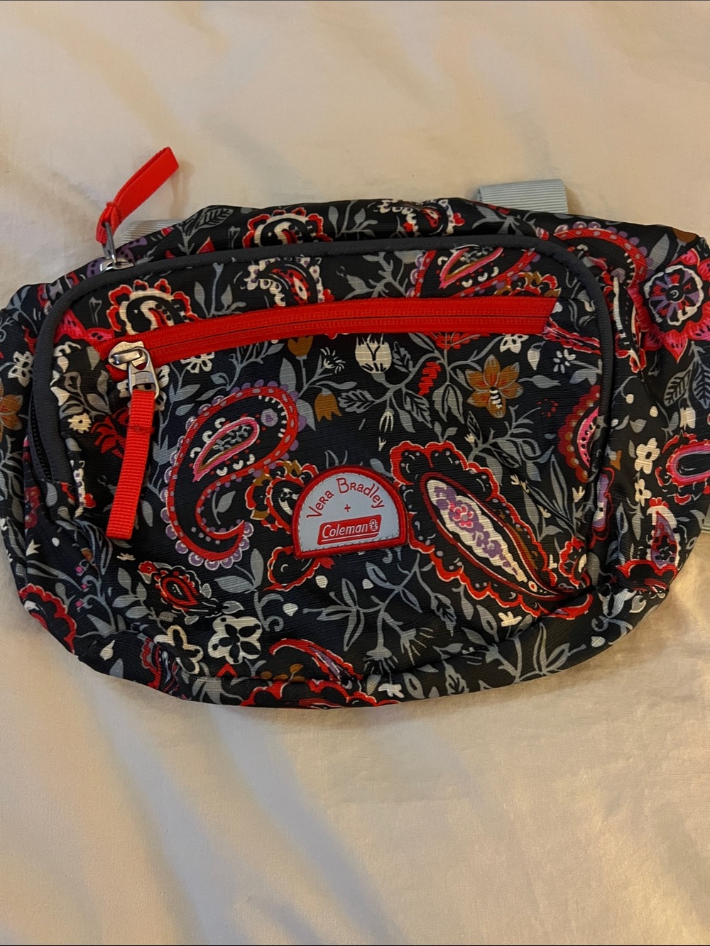 Vera Bradley Paisley Belt Bag in Black with Red Accents